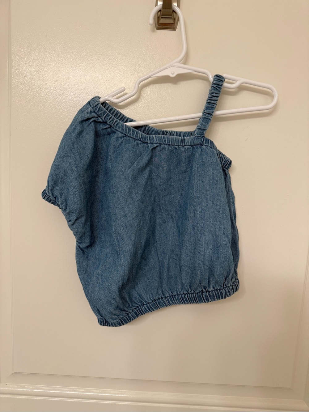 Old Navy Denim-Look One-Shoulder Tank Top Blue